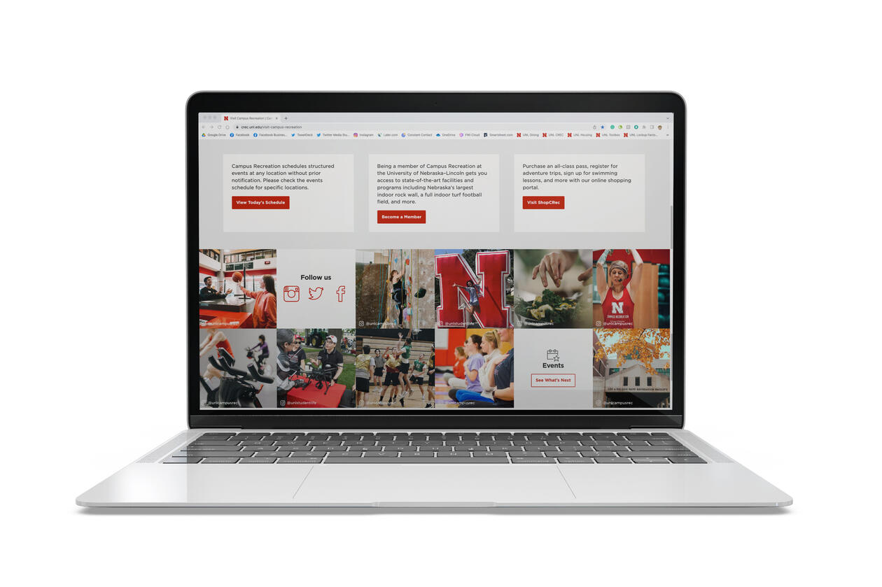 Campus Recreation website on a laptop mockup