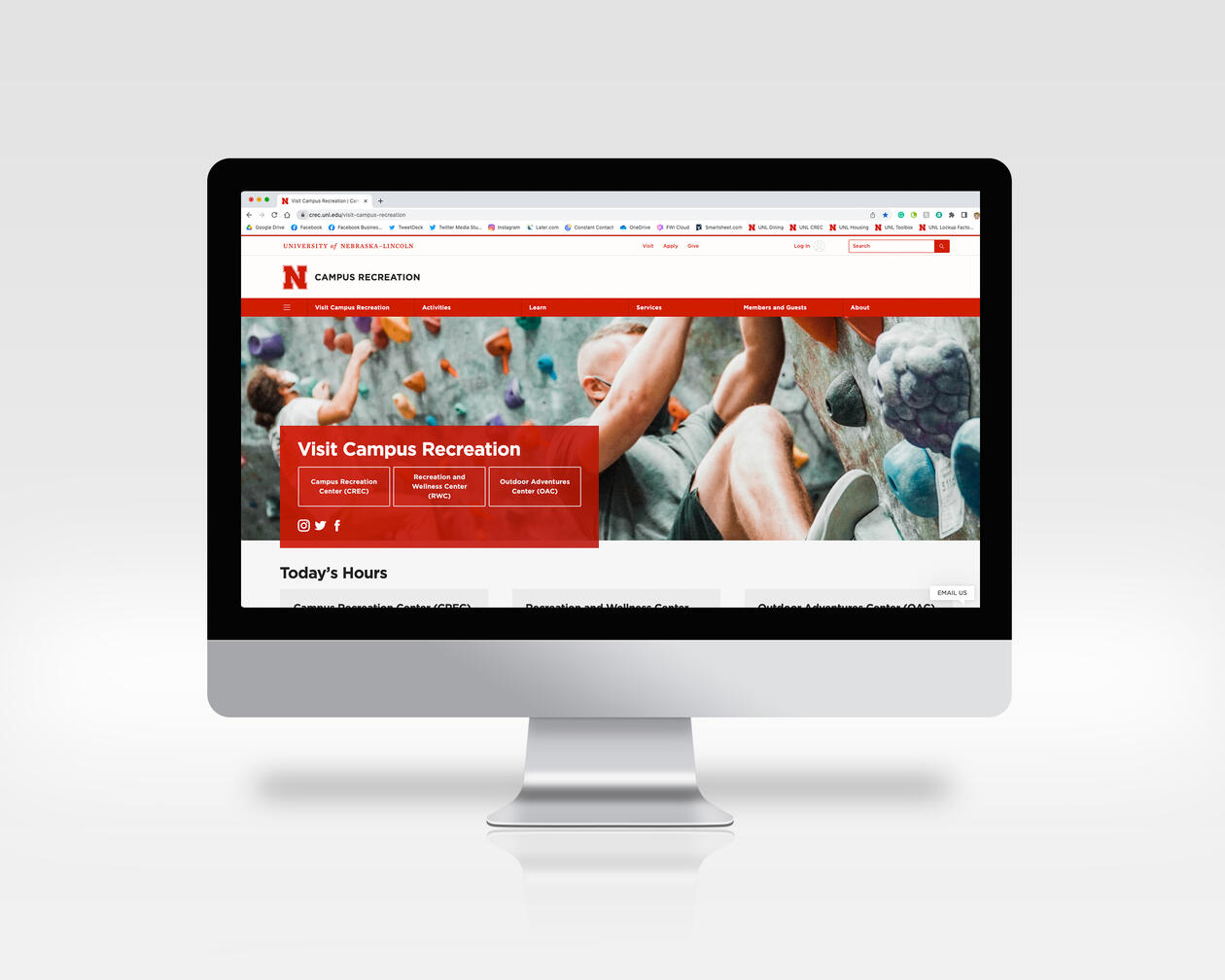 Campus Recreation website on a desktop computer mockup