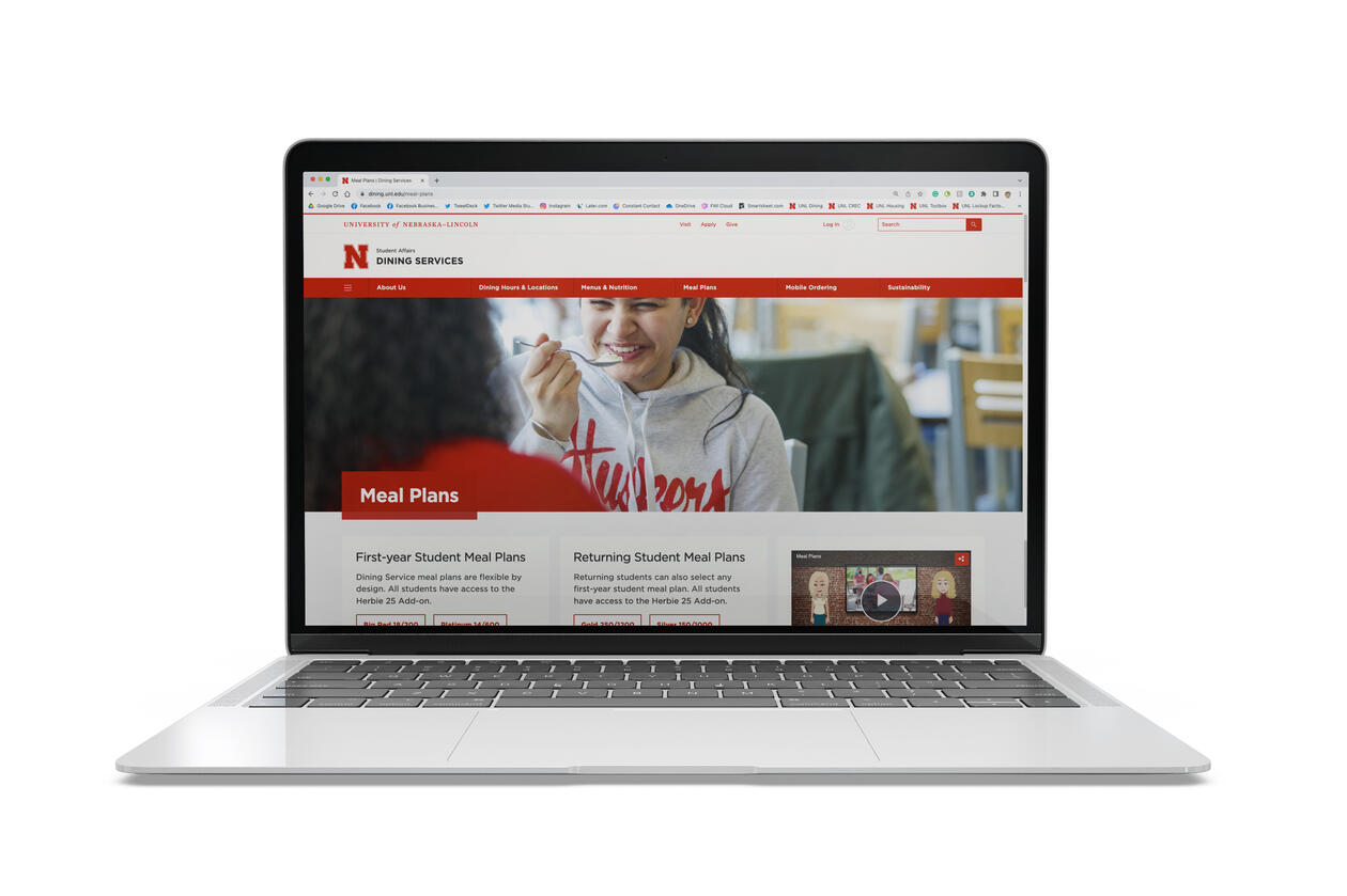 Dining Services' website mockup on a laptop